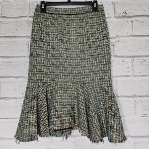 Anthropology Elevenses Women's Multicolor Tweed Wool Blend Flounce Skirt Size 2
